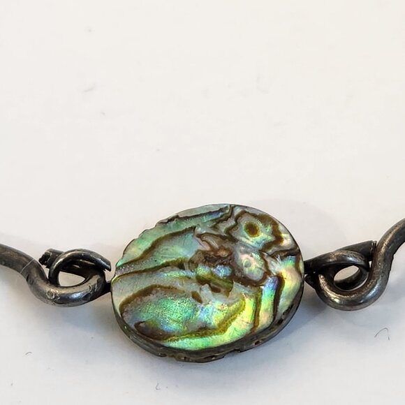 NIB Genuine Abalone Shell Inlay Toggle Bracelet & Earrings Stainless Set - Picture 15 of 16